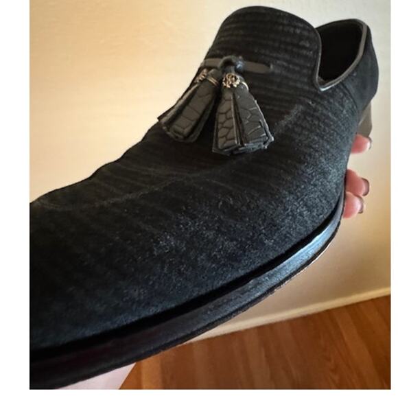 Roberto Cavalli Luxury Black Suede With Tassels Loafer 10 - Picture 5 of 11